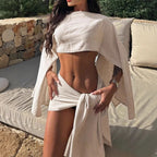 Damen Wickeloberteil mit asymmetrischem Schnitt und eleganten Ärmeln R&B