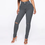 Damen High-Waist Jeans mit modischem Destroyed-Detail R&B