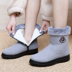 Damen Freizeit-Winterstiefel mit weichem Plüschkragen und rutschfester Sohle