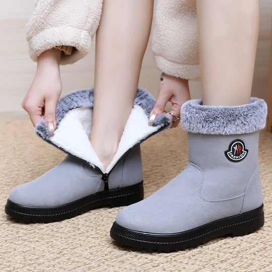 Damen Freizeit-Winterstiefel mit weichem Plüschkragen und rutschfester Sohle R&B