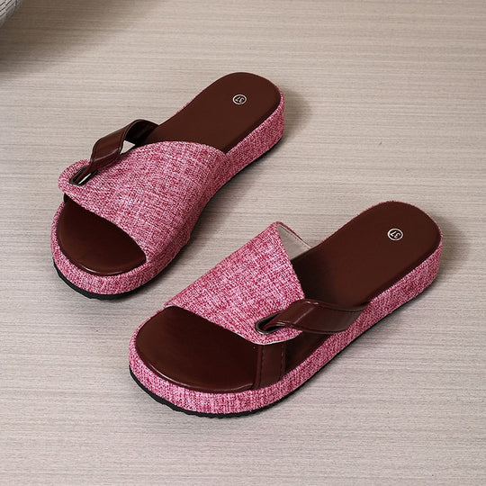 Damen bequeme Schlappen mit modischem Faltendesign R&B