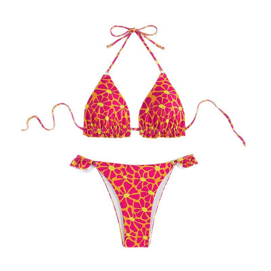Damen Triangel-Bikini mit floralem Schnitt und verstellbaren Trägern R&B