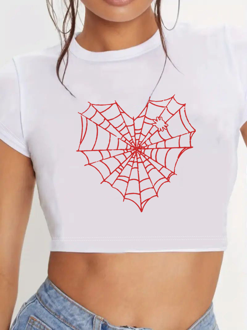 Damen Crop-Top mit innovativem Spinnen-Netz-Design R&B