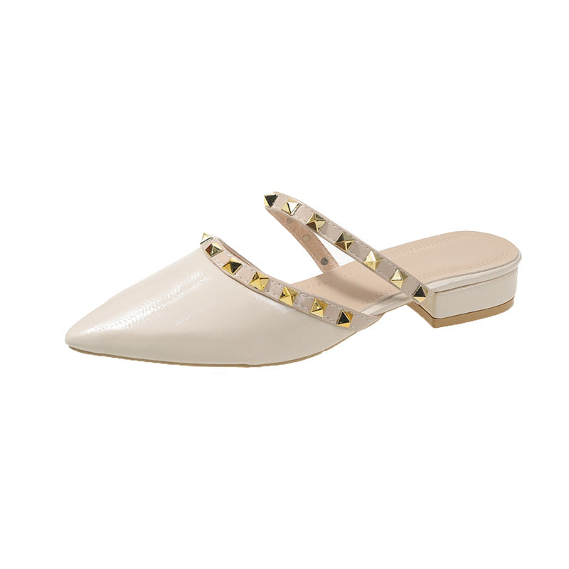 Damen elegante Mules mit modernen Nietenakzenten R&B