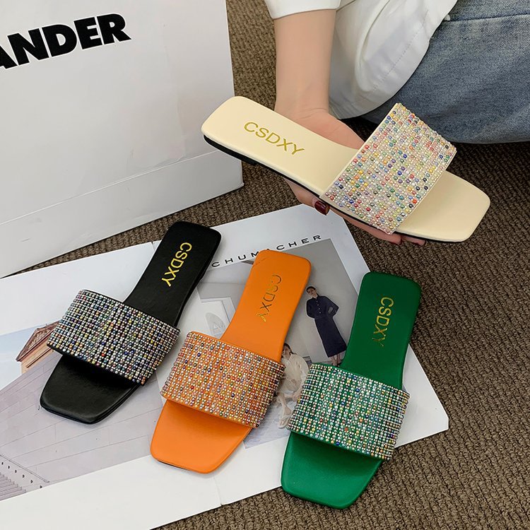 Damen Bequeme Mules mit funkelndem Strassdesign R&B