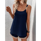 Damen Chic Spaghetti-Top mit modischen Gold-Details R&B