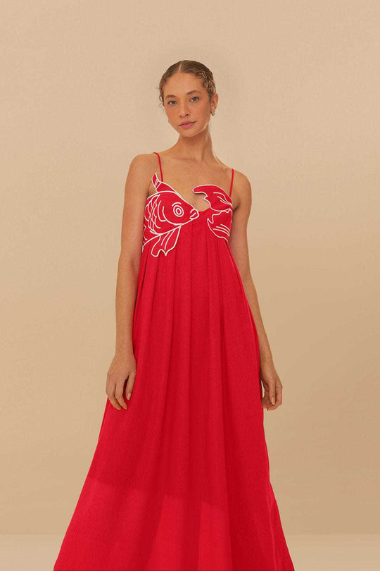 Damen Maxikleid mit kreativem Fischdesign R&B