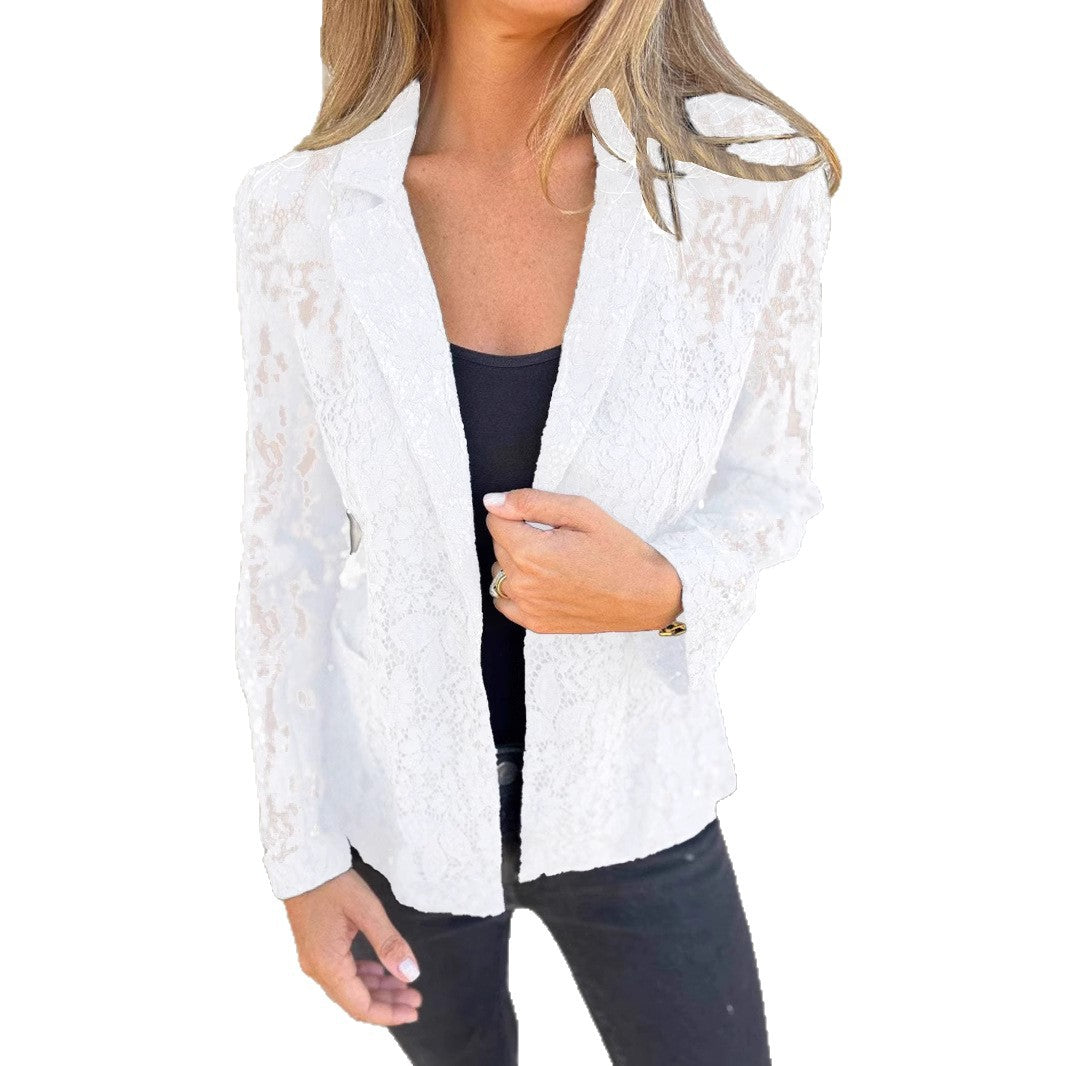 Damen Spitzenblazer mit eleganter Passform und zartem Durchbruchdesign