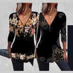 Damen Bluse mit floralen Mustern und V-Ausschnitt R&B