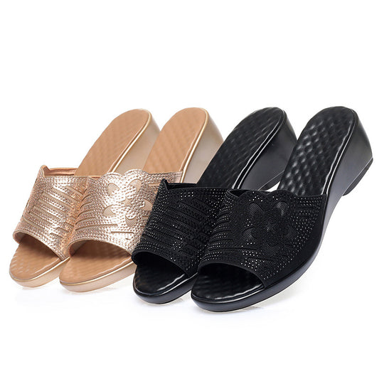 Damen Fashion Sandalen mit modischer Blütenapplikation und komfortablem Plateau R&B