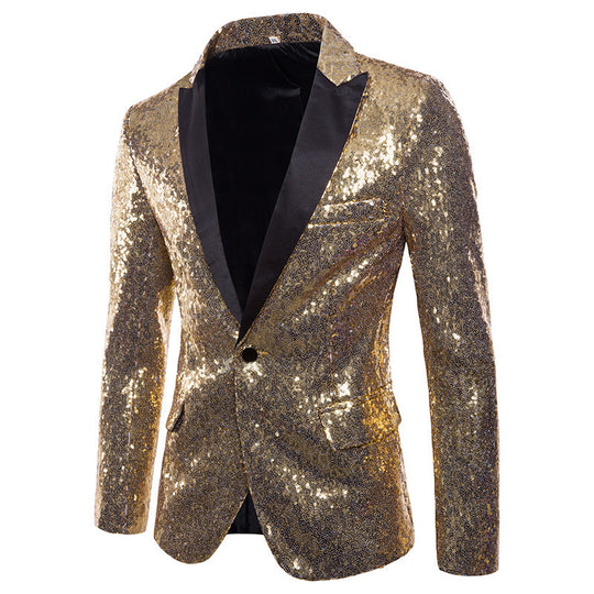 Herren Pailletten-Blazer mit Modernem Schnitt und Luxuriösem Glanz R&B