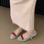 Damen elegante Ballerinas mit modischem Mary Jane-Riemchen und Schleifenverzierung R&B