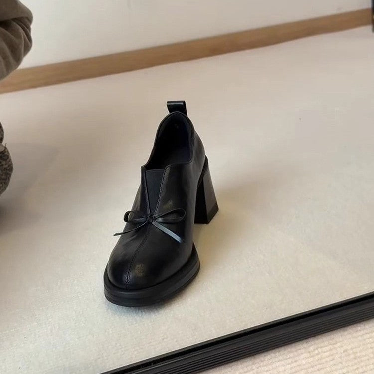 Damen Elegante Schnürschuhe mit modischem Schleifenakzent und blockiertem Absatz R&B