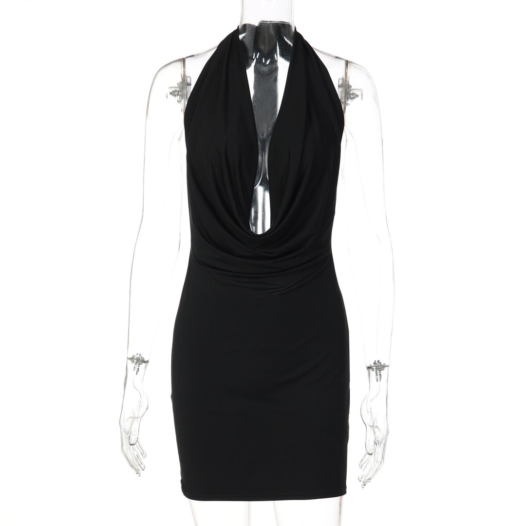 Damen figurbetontes Abendkleid mit tiefem Dekolleté und fließendem Stoff R&B