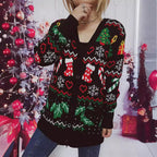 Damen Weihnachts-Strickjacke mit festlichem Motiv und praktischem Knopfverschluss R&B