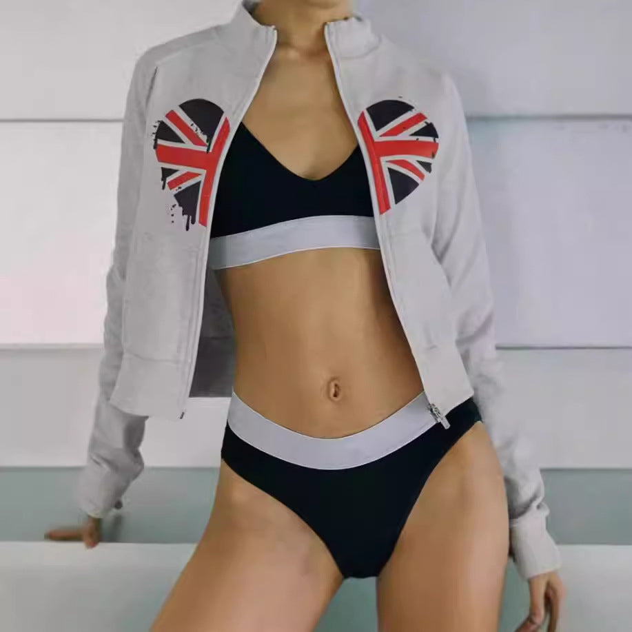 Damen Kapuzenjacke mit kreativem Design und modischem Union Jack-Print R&B