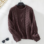 Damen Grobstrickpullover mit strukturiertem Zopfmuster