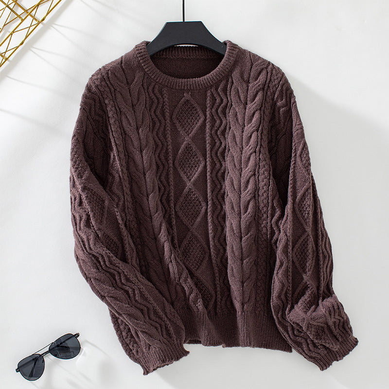 Damen Grobstrickpullover mit strukturiertem Zopfmuster