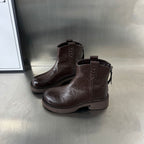 Damen Modische Leder-Stiefeletten mit robustem Plateau und feinem Zipper R&B