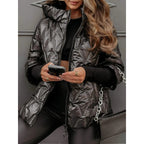 Damen Steppjacke mit hohem Kragen und beschichtetem Obermaterial R&B