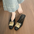 Damen elegante Slingback-Mules mit auffälligem Metall-Detail