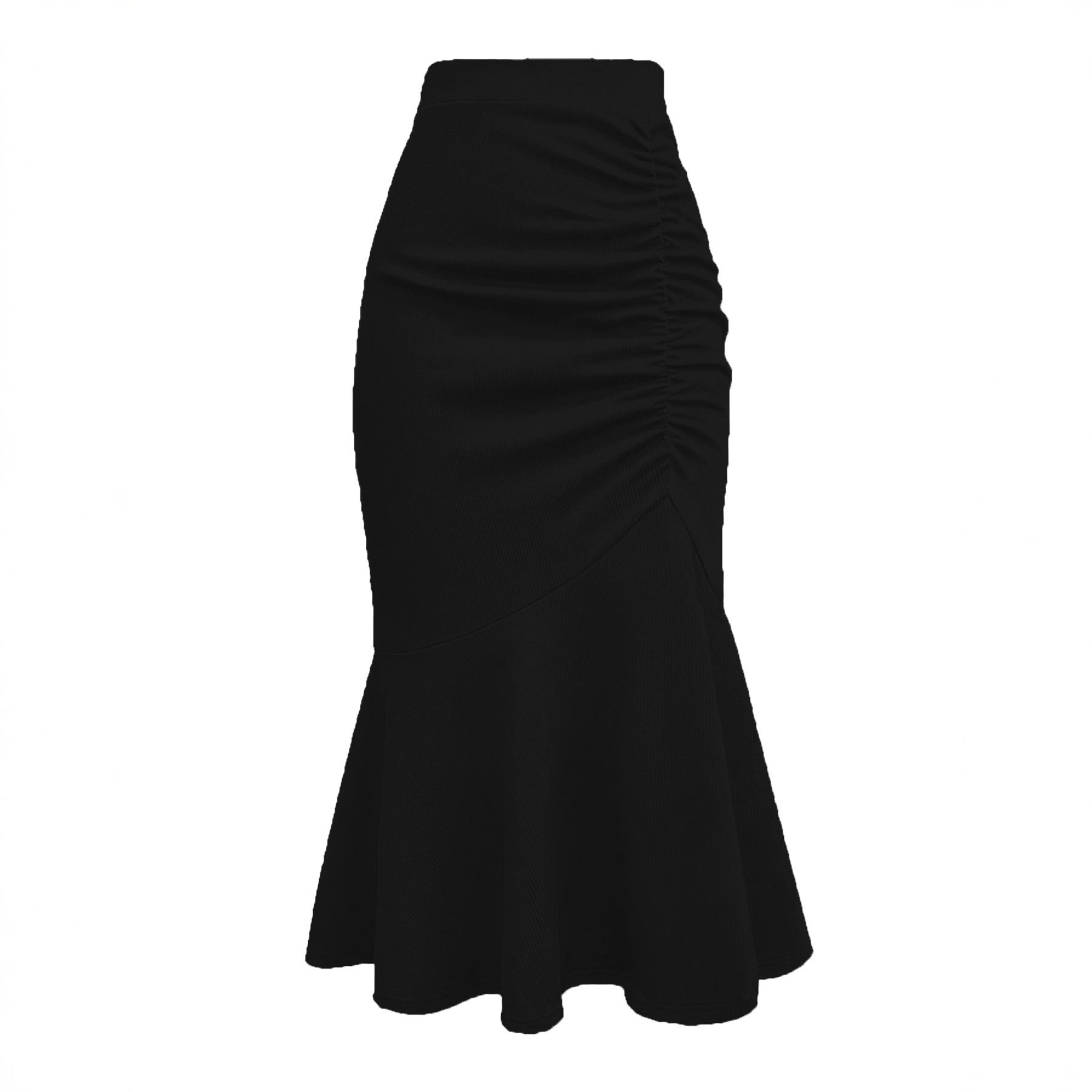 Damen eleganter Midirock mit asymmetrischem Schnitt und Raffung R&B