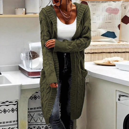 Damen Grobstrick-Cardigan mit offenen Ärmeln und praktischen Taschen R&B
