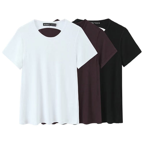 Damen Sportliches T-Shirt mit modischem Rückenausschnitt R&B