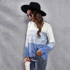 Damen Lässiger Strickpullover mit modernem Farbdruck R&B