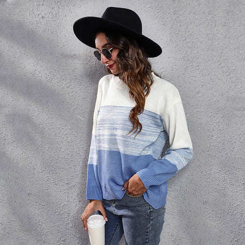 Damen Lässiger Strickpullover mit modernem Farbdruck R&B