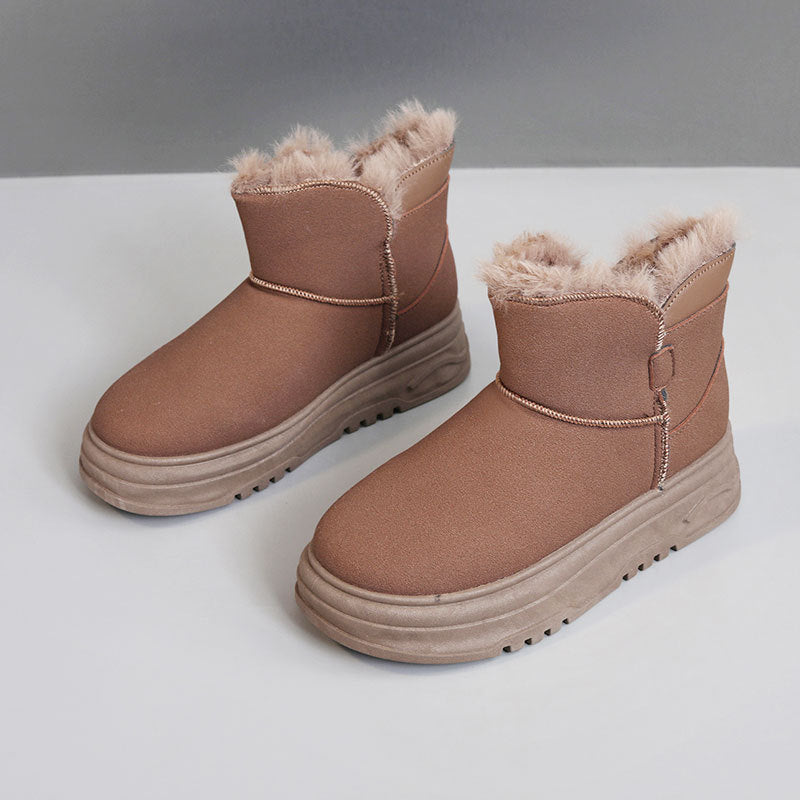 Damen warme Winterstiefel mit flauschigem Kunstfellrand und rutschfester Sohle R&B