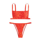 Damen Zweiteiliges Bikini-Set mit modernem Gitterdesign