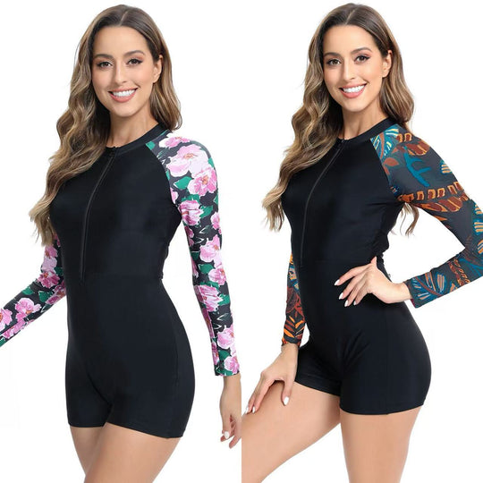 Damen Schwimmanzug mit eleganten Blumenärmel R&B