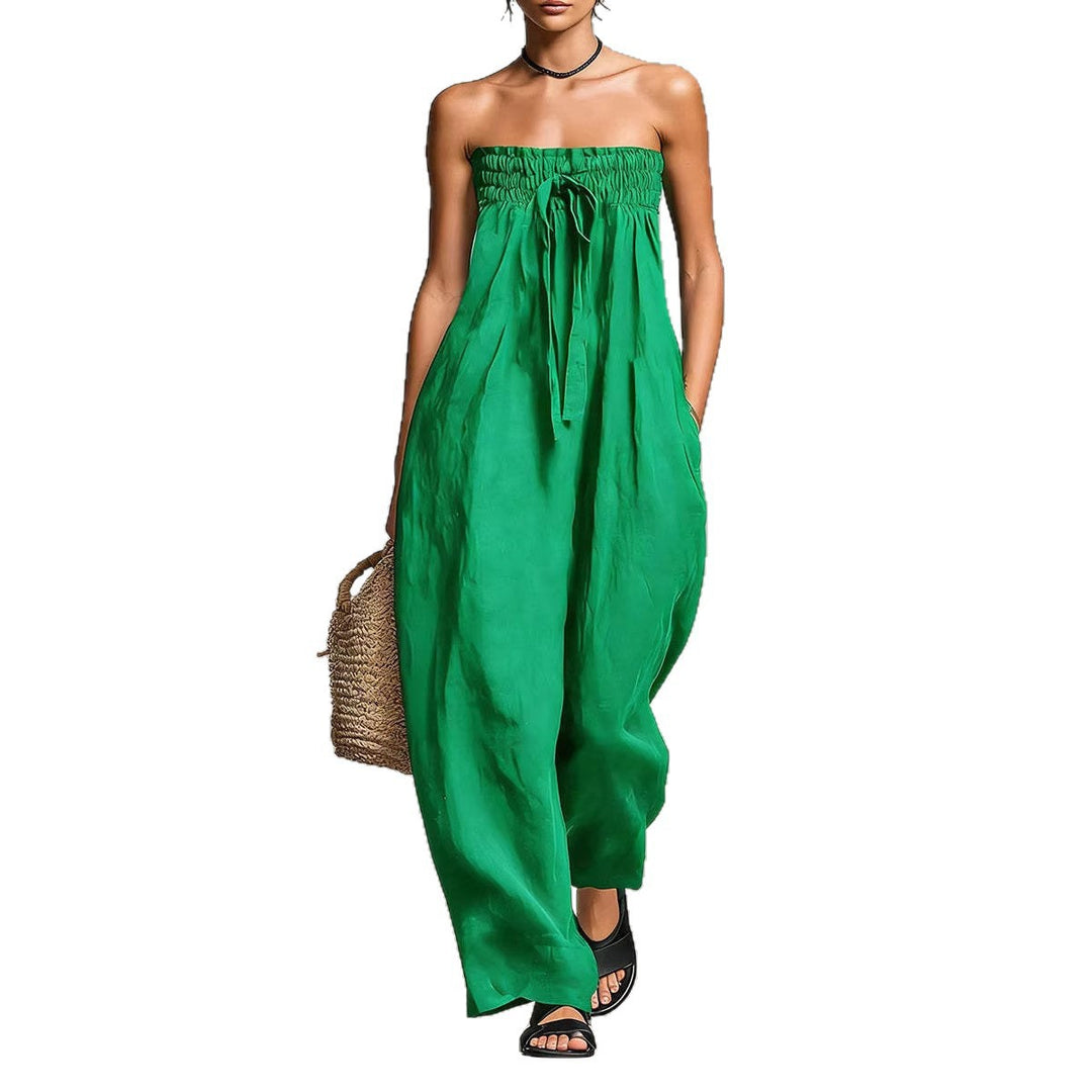 Damen Lässiges Jumpsuit mit elastischem Oberteil und weitem Bein R&B