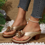 Damen Wedge-Pantoletten mit floralem Dekor und komfortablem Blockabsatz R&B