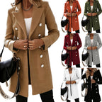 Damen Eleganter Wollmantel mit doppelter Knopfreihe und modernem Schnitt R&B