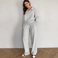 Damen lässiges Sweat-outfit mit lockerer Passform und Polokragen R&B