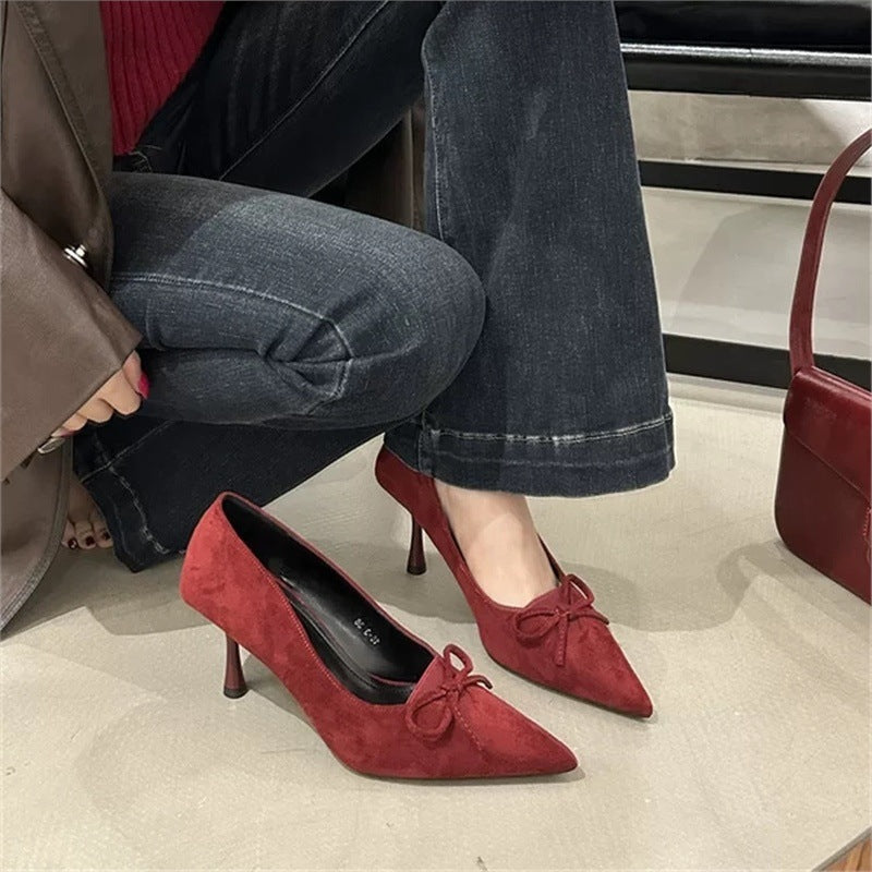 Damen spitze Pumps mit elegantem Schleifendetail R&B