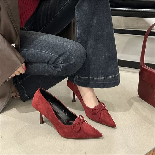 Damen spitze Pumps mit elegantem Schleifendetail R&B