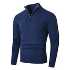 Herren Strickpullover mit hohem Kragen und trendigem Reißverschluss