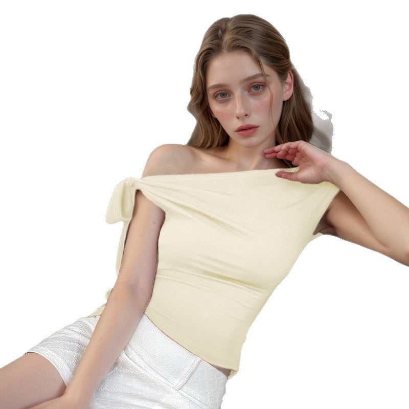 Damen Off-Shoulder Oberteil mit dekorativem Seitenschnürung R&B