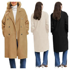 Damen eleganter und lässiger Wollmantel mit doppelter Knopfleiste