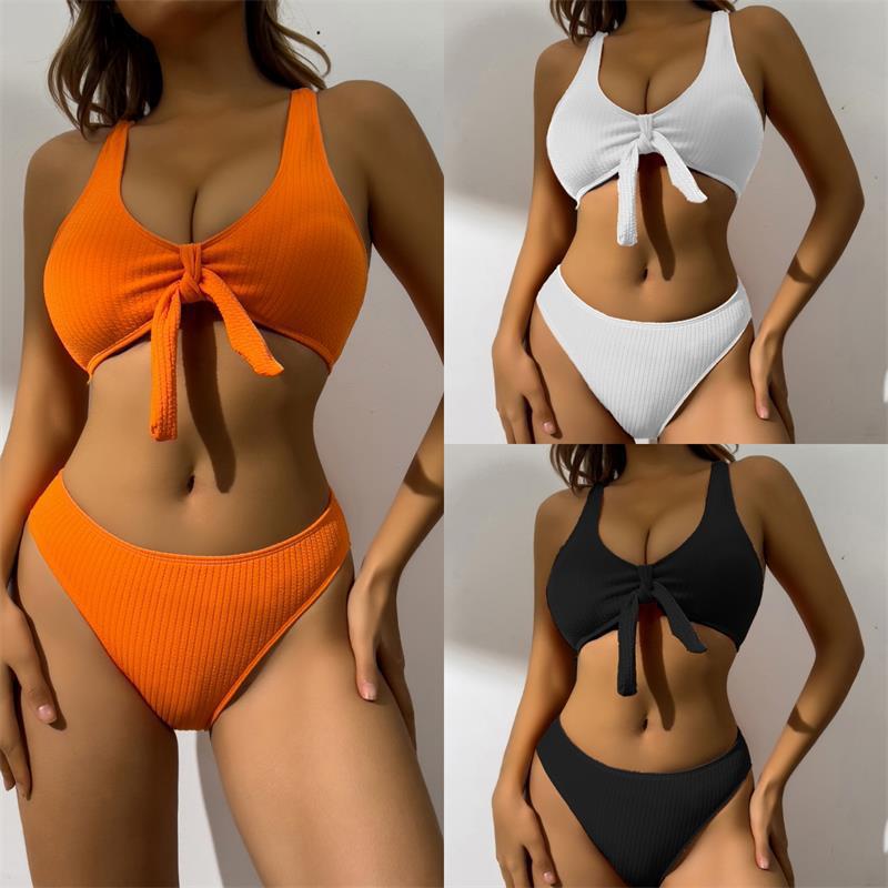Damen Badeanzug im stilvollen Crop-Top Design mit Knotendetail R&B