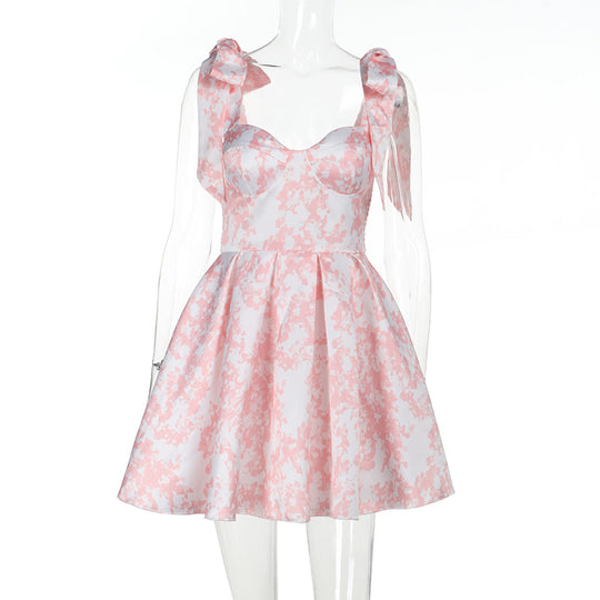 Damen verspieltes Blumenkleid mit Puffärmeln und Rüschendetails R&B
