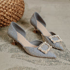 Damen modische Slingback-Pumps mit elegantem Perlenschmuck