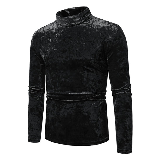 Herren eleganter Rollkragenpullover aus Samt R&B
