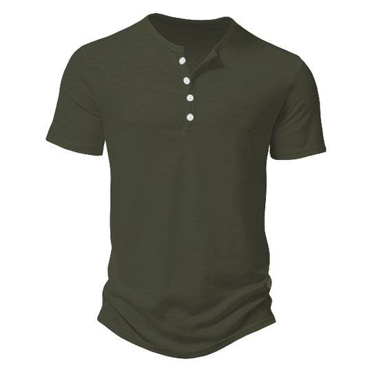 Herren nan Kurzarmshirt im Henleystil aus Slub-Baumwolljersey mit kurzer Knopfleiste R&B