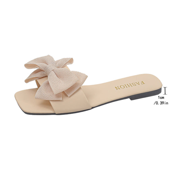 Damen Elegante Slipper mit großzügigem Schleifenverzierungen und glattem Obermaterial R&B