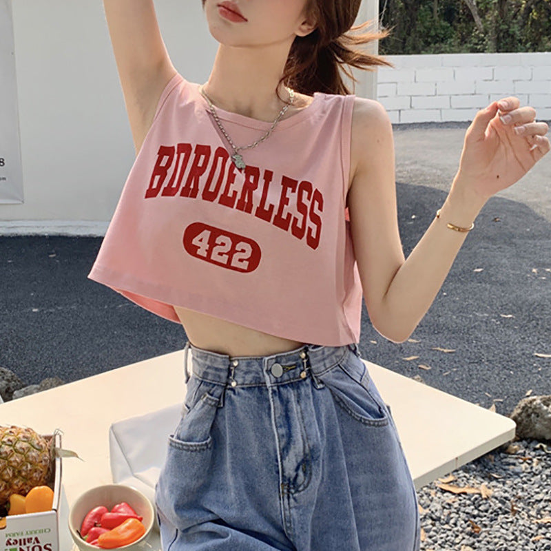 Damen lässiges Crop-Top mit kreativem Schriftzug und bequemen Materialien
