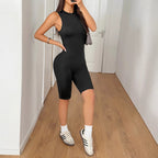 Damen Sportlicher Bodycon Einteiler mit hohem Kragen R&B
